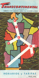 "Time table" de TSA Transcontinental, en julio de 1959  -  www.airtimes.com